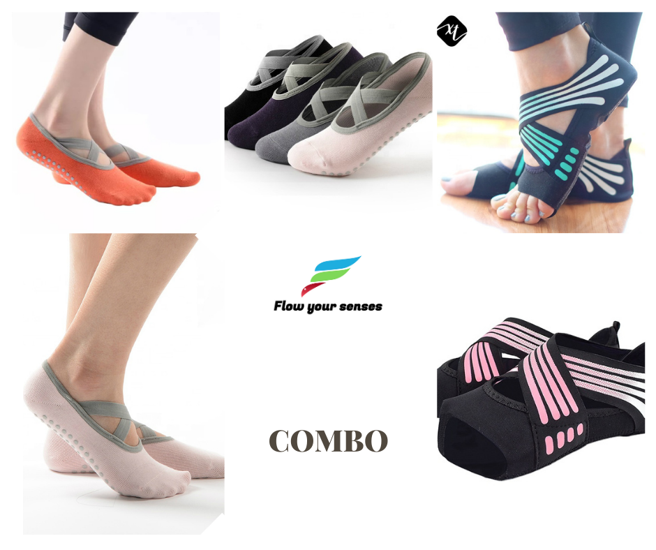 COMBO de Calcetines antideslizantes y Zapatos para Yoga y Pilates para Mujer